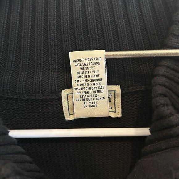 Vtg LL Bean XXL Men's Full Zip Sweater with Pockets Black Heavy Leather Pull EUC - Picture 9 of 9